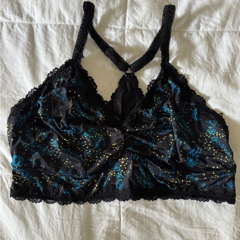 TORRID Star-Gazing Black & Blue Lace Bralette Size 2